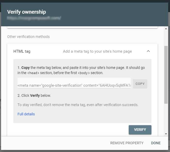 How to setup google search console? html verification